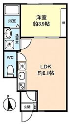 モンターニュ薬園台 1階1LDKの間取り