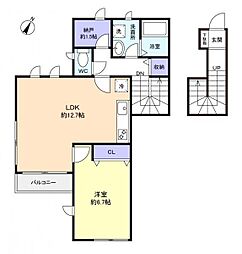 プラートフジ参番館 2階1LDKの間取り