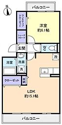 コンフォートスクエアー 1LDKの間取図画像