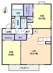 ファインビュー1 2LDKの間取図画像