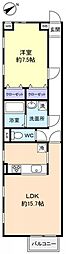 アムール優 1LDKの間取図画像