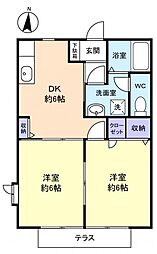 グリーンシンフォニーA 2DKの間取図画像