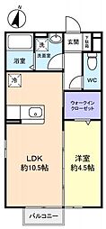 クオリタ・ララ 1LDKの間取図画像
