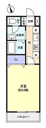 オーブ 1Kの間取図画像