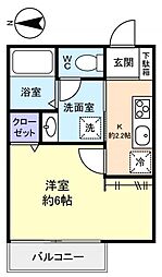 ラ・ミアカーサF・B 1Kの間取図画像