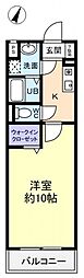 クレセント久保田 1Kの間取図画像
