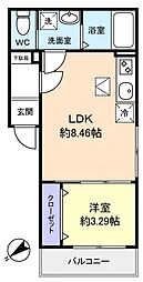 LD八千代中央 1LDKの間取図画像
