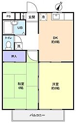 第一ラッキーレジデンス2 2DKの間取図画像