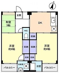ビレッジハウス勝田2号棟 4階3DKの間取り