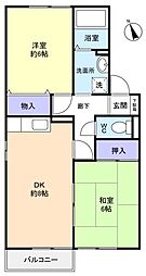 パストラル弐番館 2階2DKの間取り