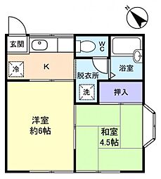 ニュー作新ハイツ 1階2Kの間取り