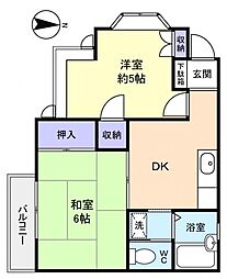 勝田台マリーナハウスI 1階2DKの間取り