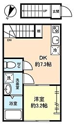 レーベル勝田台 2階1DKの間取り