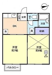 ダイワプラザ飯盛台 2階2DKの間取り