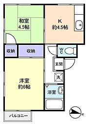 ファミールハイツ 2階2Kの間取り