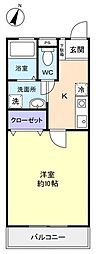 アルシオンＡ号棟 3階1Kの間取り