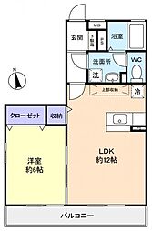 アヴェニール志津Ａ 2階1LDKの間取り
