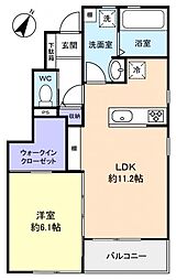 ブリランテ 1階1LDKの間取り