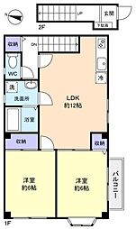 ヴィラアベニュー2 2階2LDKの間取り