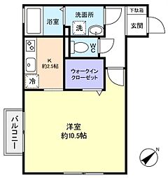 ビラ・モデルナ 1Kの間取図画像