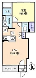 モンシェリー 1LDKの間取図画像