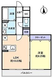 ポンシャルマン 1LDKの間取図画像