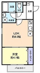 ジーメゾン八千代エクシア 1LDKの間取図画像