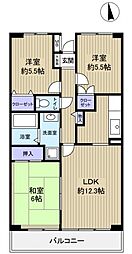 ヴェルベデーレ西志津 3LDKの間取図画像