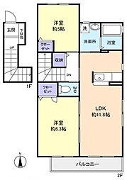 メゾンリバーアイランドA 2LDKの間取図画像
