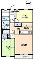 ペアシティシャルマン村上 2LDKの間取図画像
