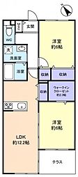 パークヴィラ王子台A棟 2LDKの間取図画像