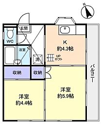ジュネパレス八千代第24 2DKの間取図画像