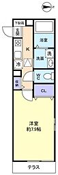 グランディール 1Kの間取図画像