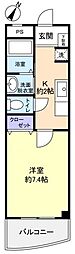 リヴィエールYoshi 1Kの間取図画像