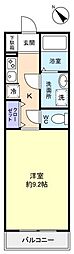 メテオール・リオン 1Kの間取図画像