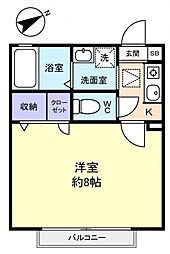 ボンヌール 1Kの間取図画像
