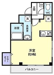 ソレイユ津田沼 3階1Kの間取り
