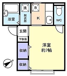 コーポ栄 2階1Kの間取り