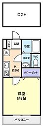 メルローズプレイスII 2階1Kの間取り