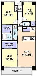 コンフォート津田沼壱番館 2階3LDKの間取り