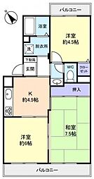 ボワ・クレールB 3Kの間取図画像