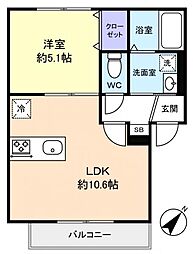 Regaro前原Shiki 1LDKの間取図画像
