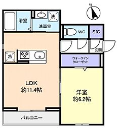 (仮称)前原東2丁目PJ 1LDKの間取図画像