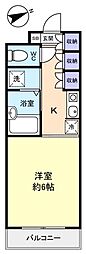 谷津ローズハイツ 1Kの間取図画像