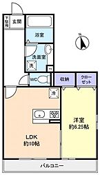 jyuto村上2B 1LDKの間取図画像