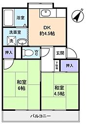 シャトーナカノ 2DKの間取図画像