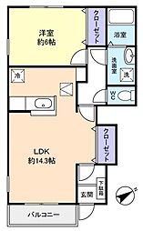 グランメール 1LDKの間取図画像