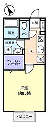 ボンヌール3 1Kの間取図画像