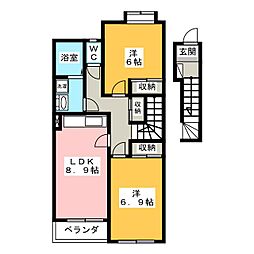 ｂ.Ｃａｄｅｔｔｅ　Ｓ 2階2LDKの間取り