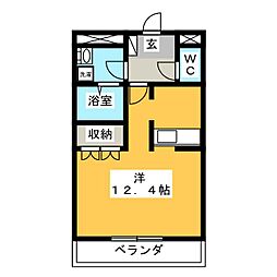 グリーンコート 1Kの間取図画像